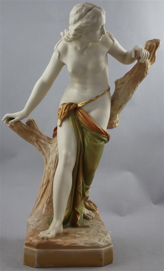 A Royal Worcester figure The Bather Surprised, c.1907, after the original by Sir Thomas Brock, 38.5cm